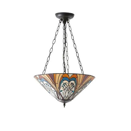 Endon 70750 - Luster na lancu Tiffany HECTOR, 3xE27/60W/230V, promjer 40 cm