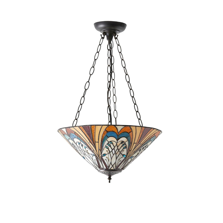 Endon 70750 - Luster na lancu Tiffany HECTOR, 3xE27/60W/230V, promjer 40 cm
