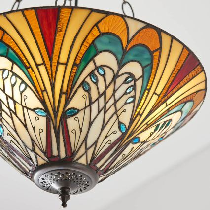 Endon 70750 - Luster na lancu Tiffany HECTOR, 3xE27/60W/230V, promjer 40 cm