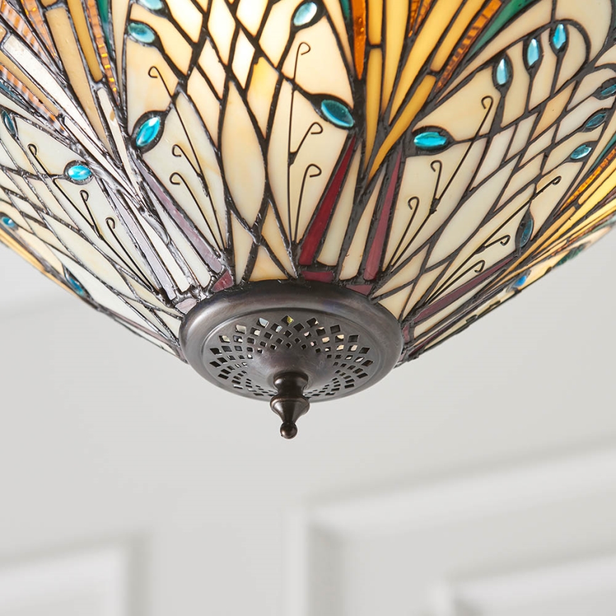 Endon 70750 - Luster na lancu Tiffany HECTOR, 3xE27/60W/230V, promjer 40 cm