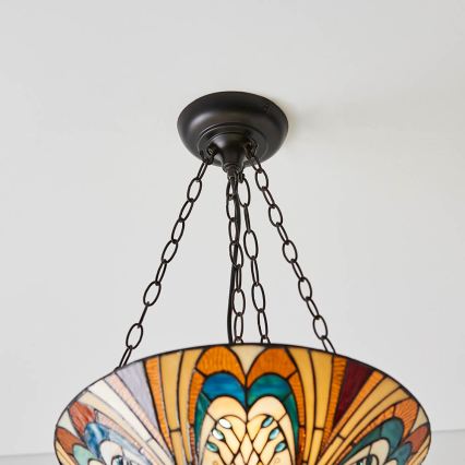 Endon 70750 - Luster na lancu Tiffany HECTOR, 3xE27/60W/230V, promjer 40 cm