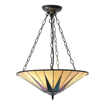 Endon 70754 - Luster na lancu Tiffany DARK STAR 3xE27/60W/230V, promjer 49 cm