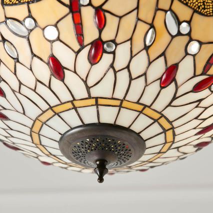 Endon 70759 - Luster na lancu Tiffany DRAGONFLY 3xE27/60W/230V promjer 41 cm