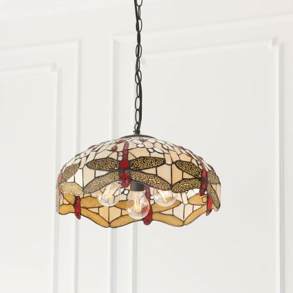 Endon 70824 - Luster na lancu Tiffany DRAGONFLY 3xE27/60W/230V pr. 41 cm