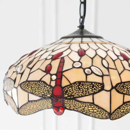 Endon 70824 - Luster na lancu Tiffany DRAGONFLY 3xE27/60W/230V pr. 41 cm