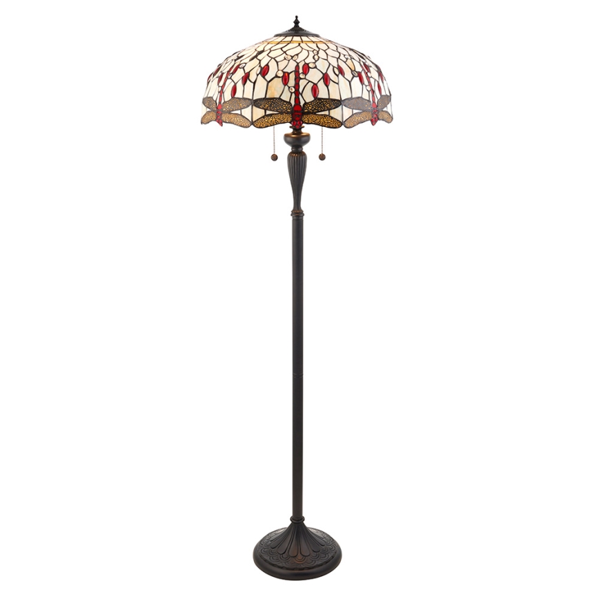 Endon 70940 - Podna lampa Tiffany DRAGONFLY 2xE27/60W/230V promjer 50 cm