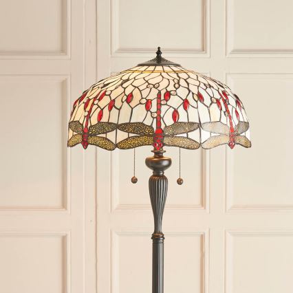 Endon 70940 - Podna lampa Tiffany DRAGONFLY 2xE27/60W/230V promjer 50 cm