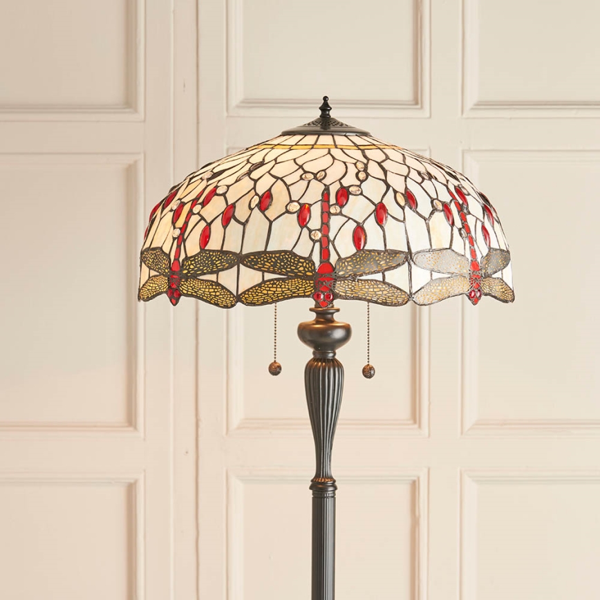 Endon 70940 - Podna lampa Tiffany DRAGONFLY 2xE27/60W/230V promjer 50 cm