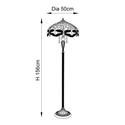 Endon 70940 - Podna lampa Tiffany DRAGONFLY 2xE27/60W/230V promjer 50 cm