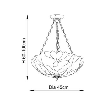 Endon 70946 - Luster s lancem Tiffany BOTANICA 3xE27/60W/230V Ø 45 cm