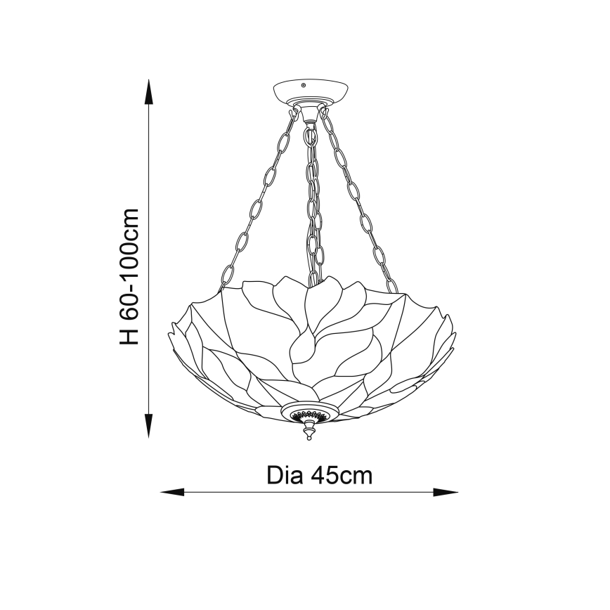Endon 70946 - Luster s lancem Tiffany BOTANICA 3xE27/60W/230V Ø 45 cm