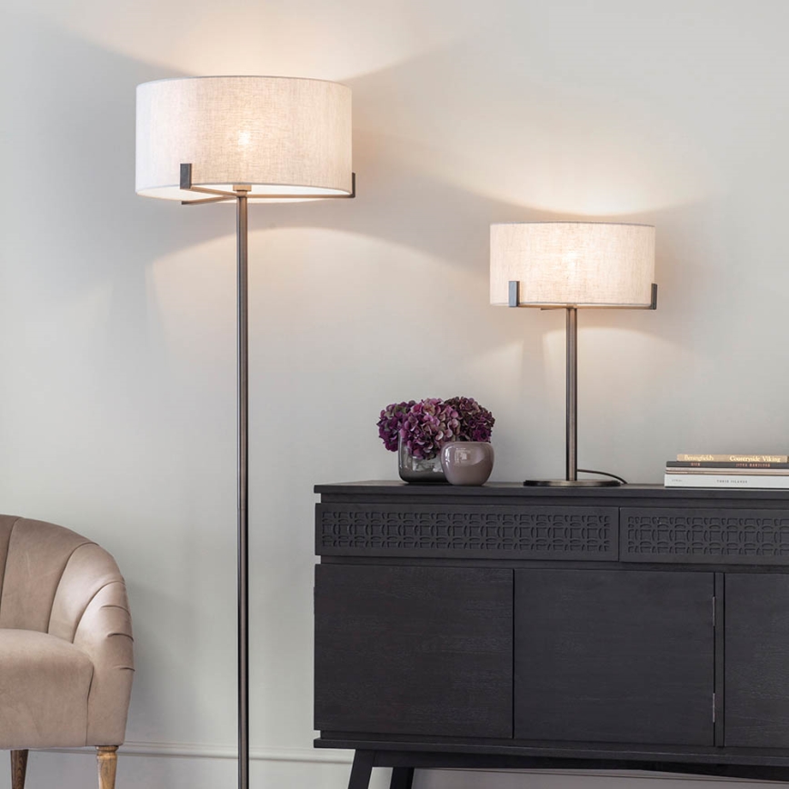 Endon 72634 - Podna lampa HAYFIELD 1xE27/40W/230V smeđa/siva