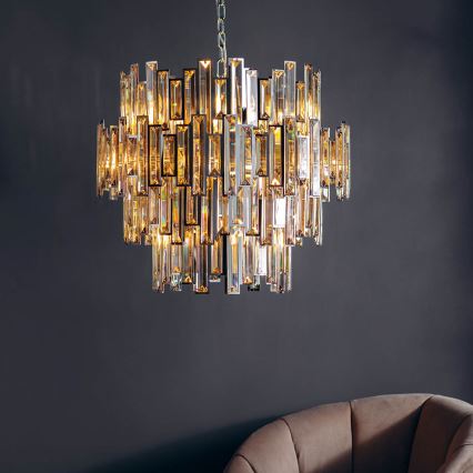 Endon 72746 - Kristalni luster na lancu VIVIANA 15xE14/40W/230V sjajni krom/zadimljeno