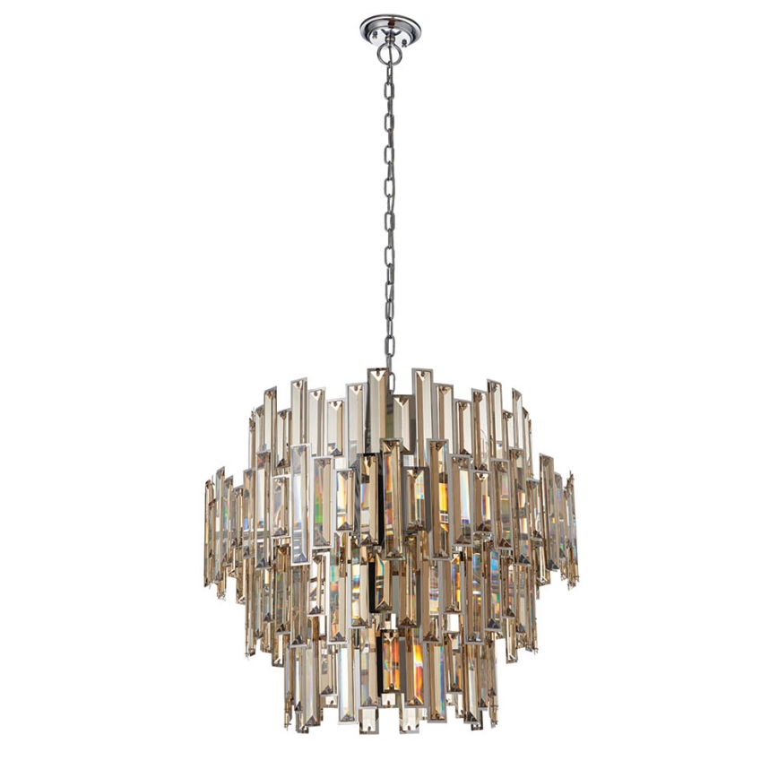 Endon 72746 - Kristalni luster na lancu VIVIANA 15xE14/40W/230V sjajni krom/zadimljeno