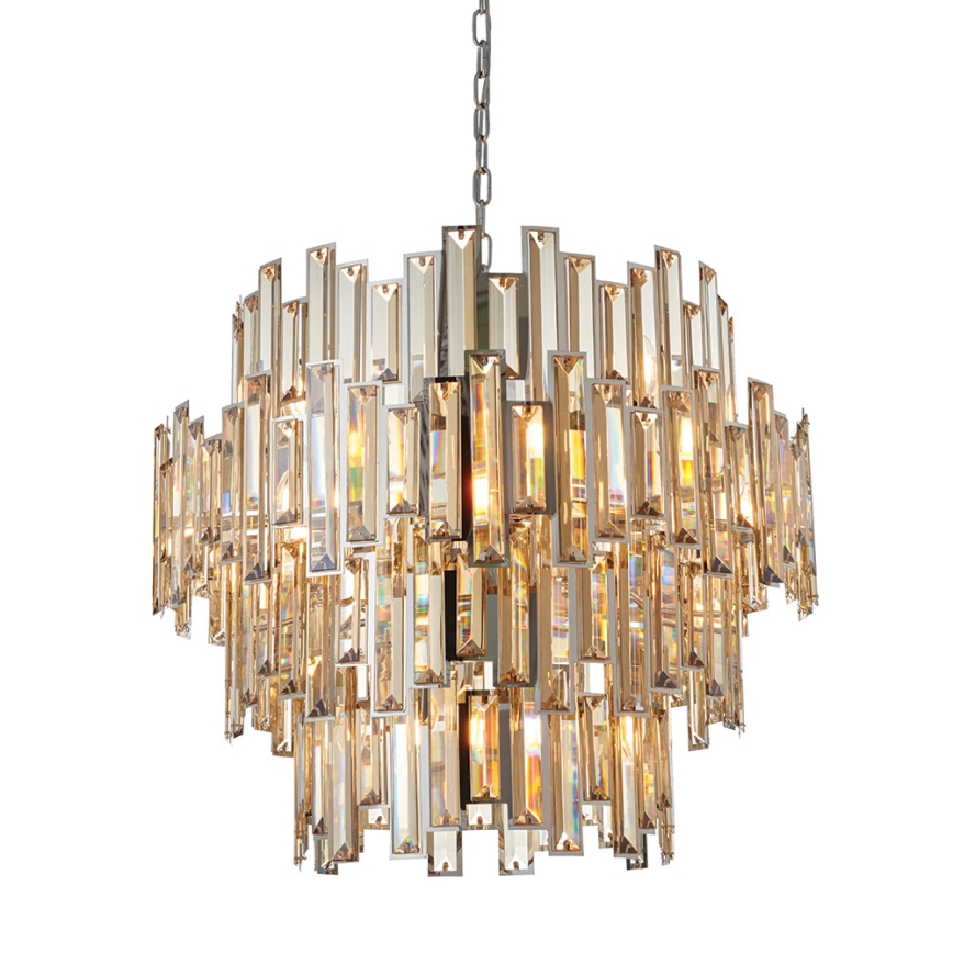 Endon 72746 - Kristalni luster na lancu VIVIANA 15xE14/40W/230V sjajni krom/zadimljeno