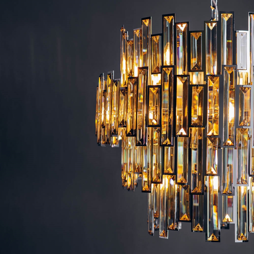Endon 72746 - Kristalni luster na lancu VIVIANA 15xE14/40W/230V sjajni krom/zadimljeno