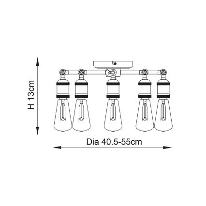 Endon 76336 - Spot svjetiljka HAL 5xE27/40W/230V, matni krom/bakrena