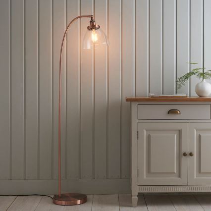 Endon 77862 - Podna lampa HANSEN 1xE27/40W/230V bakrena