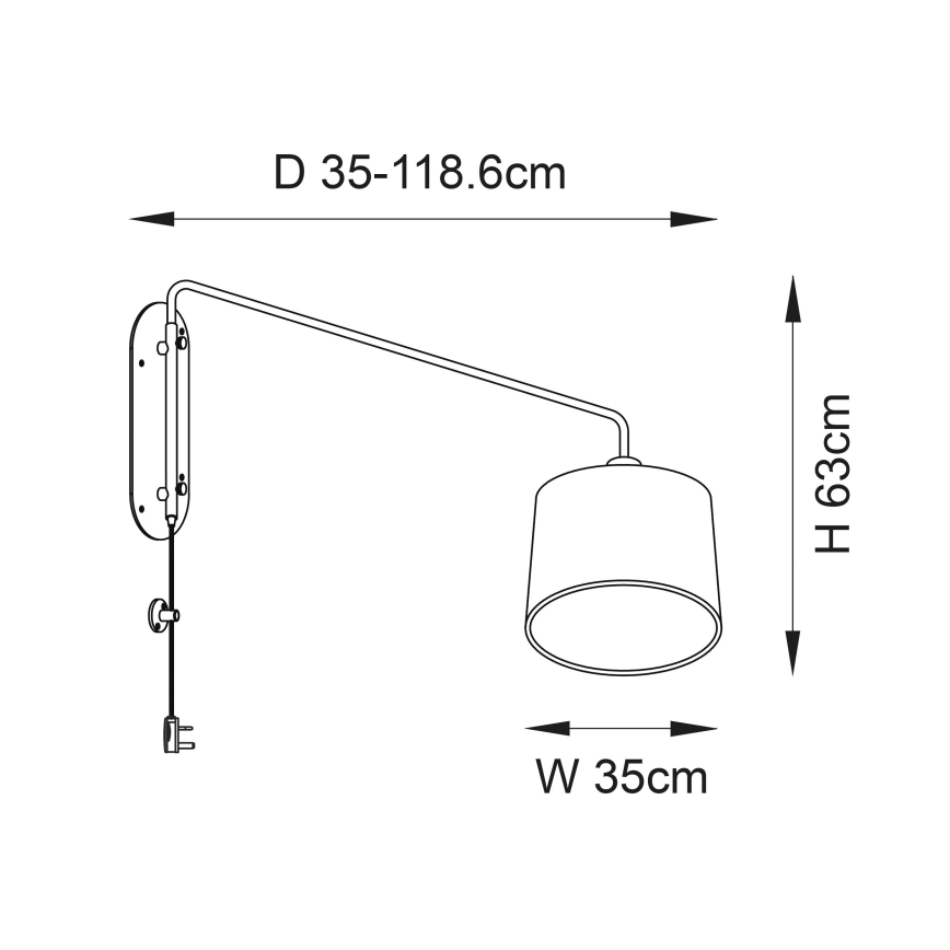 Endon 79380 - Zidna svjetiljka CARLSON 1xE27/40W/230V siva/crna