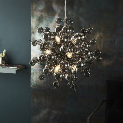 Endon 81583 - Viseći luster na sajli JOULES 9xE14/7W/230V sjajni krom/zadimljeno staklo