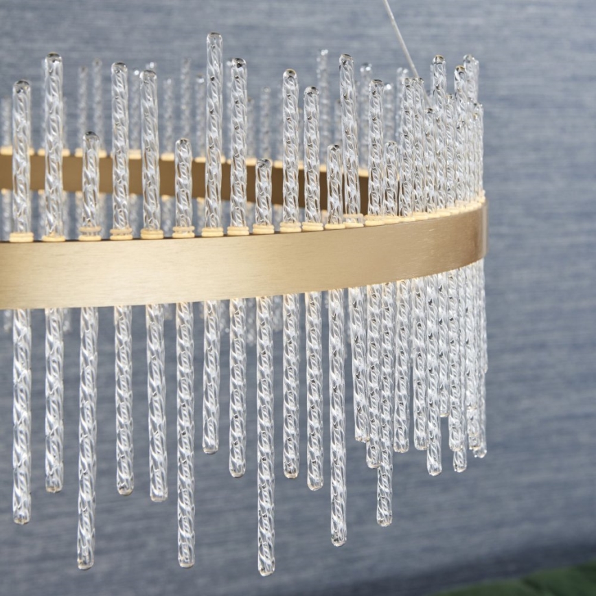 Endon 81908 - LED luster s prigušivanjem na užetu ADRIEL LED/58W/230V 3000K promjer 70 cm zlatna/prozirna