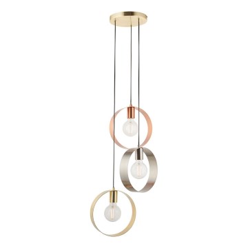 Endon 81922 - Luster na sajli HOOP 3xE27/40W/230V zlatni/bakreni/matni krom