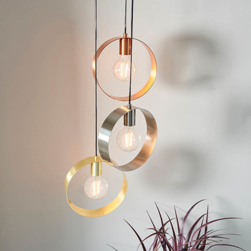 Endon 81922 - Luster na sajli HOOP 3xE27/40W/230V zlatni/bakreni/matni krom