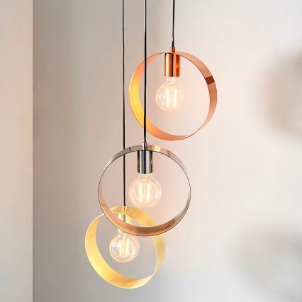 Endon 81922 - Luster na sajli HOOP 3xE27/40W/230V zlatni/bakreni/matni krom
