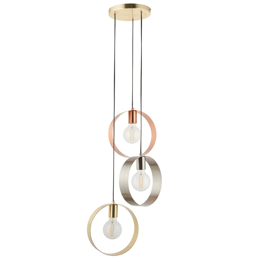 Endon 81922 - Luster na sajli HOOP 3xE27/40W/230V zlatni/bakreni/matni krom