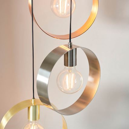 Endon 81922 - Luster na sajli HOOP 3xE27/40W/230V zlatni/bakreni/matni krom