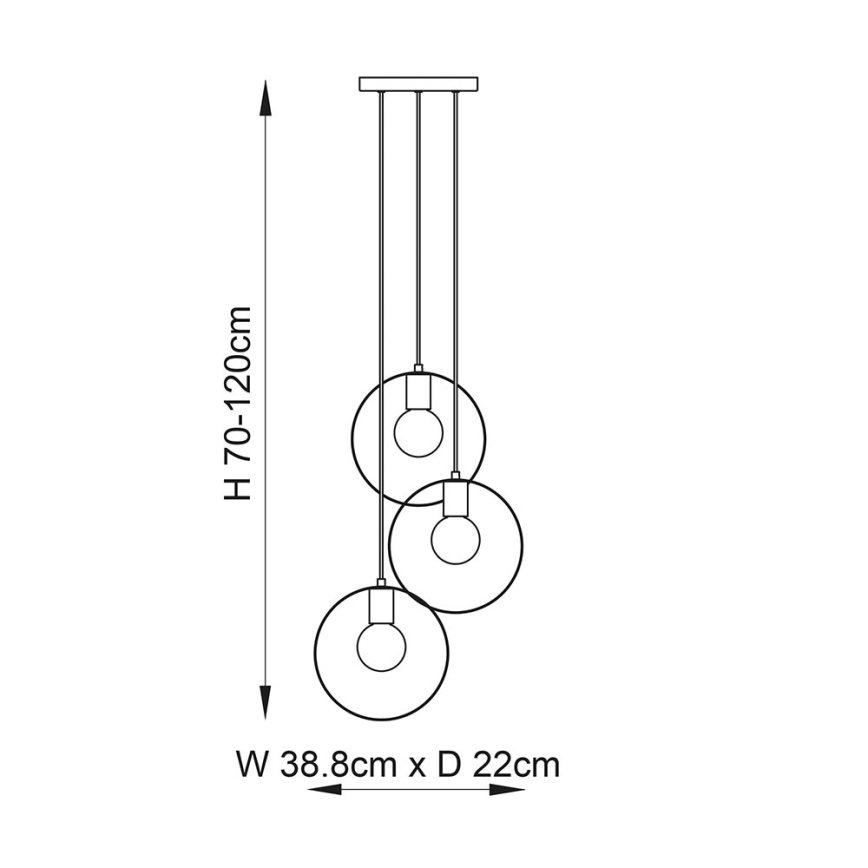 Endon 81922 - Luster na sajli HOOP 3xE27/40W/230V zlatni/bakreni/matni krom