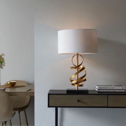 Endon 82071 - Stolna  lampa 1xE27/10W/230V bijela/mesing/crna
