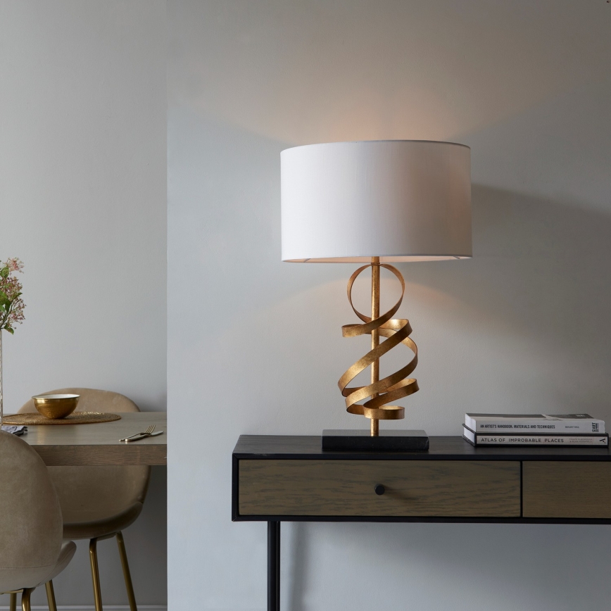 Endon 82071 - Stolna  lampa 1xE27/10W/230V bijela/mesing/crna