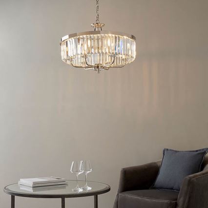 Endon 90263 - Luster na lancu CHESTERFIELD 6xE14/6W/230V promjer 55 cm sjajni krom