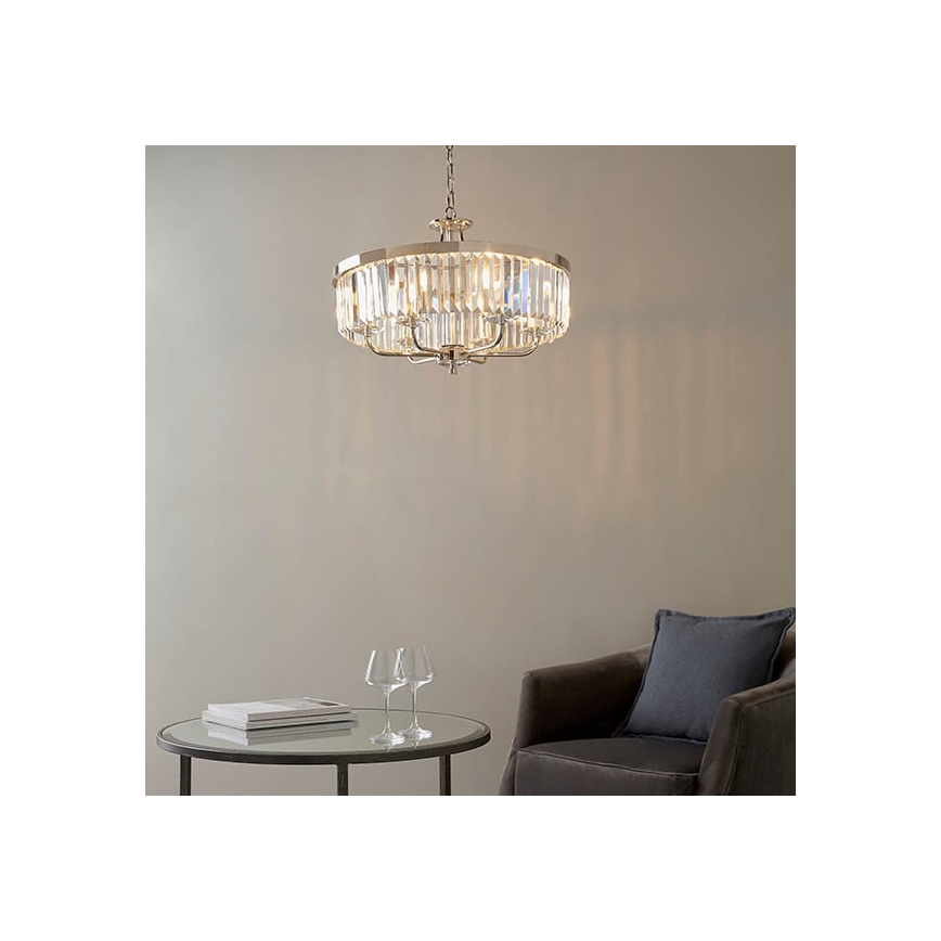 Endon 90263 - Luster na lancu CHESTERFIELD 6xE14/6W/230V promjer 55 cm sjajni krom