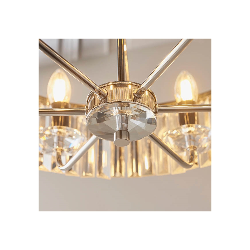Endon 90263 - Luster na lancu CHESTERFIELD 6xE14/6W/230V promjer 55 cm sjajni krom