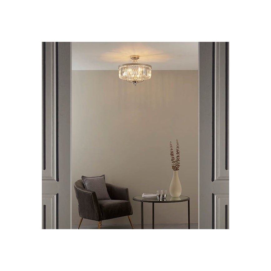 Endon 90264 - Prislonjeni stropni luster CHESTERFIELD 3xE14/6W/230V Ø 45 cm sjajni krom