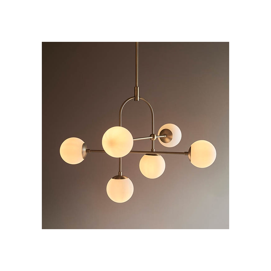 Endon 90842 - Luster na šipci 6xE14/7W/230V mesing/bijela