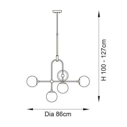 Endon 90842 - Luster na šipci 6xE14/7W/230V mesing/bijela