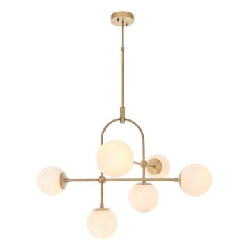 Endon 90842 - Luster na štapu ONTARIO 6xE14/7W/230V mesing/bijela