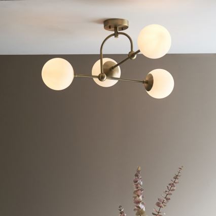 Endon 90843 - Površinski montirani luster ONTARIO 4xE14/7W/230V, mesing