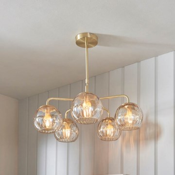 Endon 91969 - Luster na šipci DIMPLE 5xE14/25W/230V zlatni