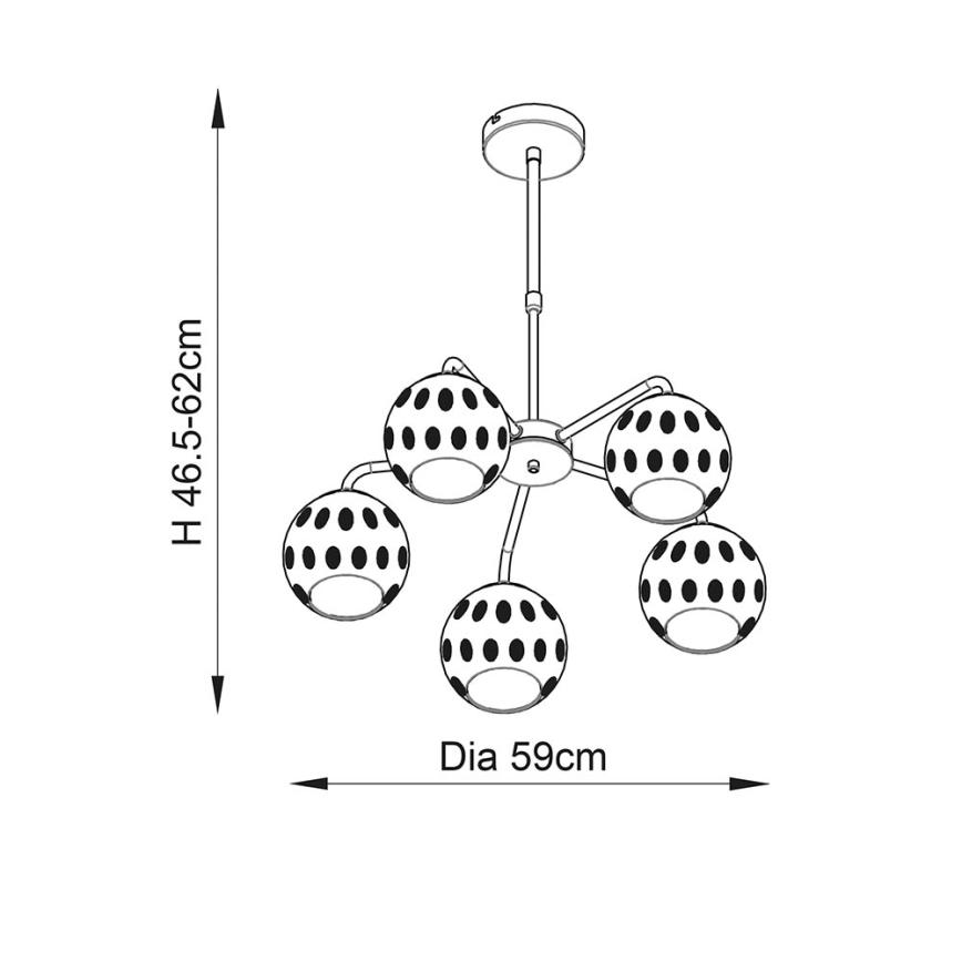 Endon 91969 - Luster na šipci DIMPLE 5xE14/25W/230V zlatni