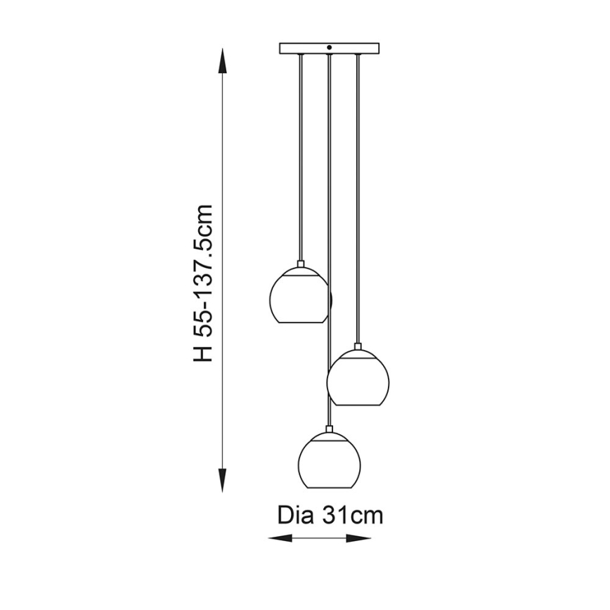 Endon 91971 - Luster na sajli DIMPLE 3xE14/25W/230V zlatna/dimno-bež