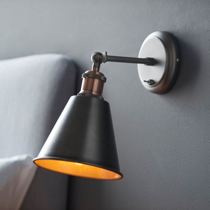 Endon 92866 - Zidna spot svjetiljka HAL 1xE27/10W/230V matni krom/bakrena