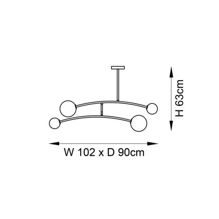 Endon 92940 - Luster na štapu BALANCE 4xG9/3W/230V crna