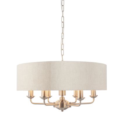 Endon 94357 - Luster na lancu HIGHCLERE 6xE14/40W/230V Ø 55 cm bež/matni krom