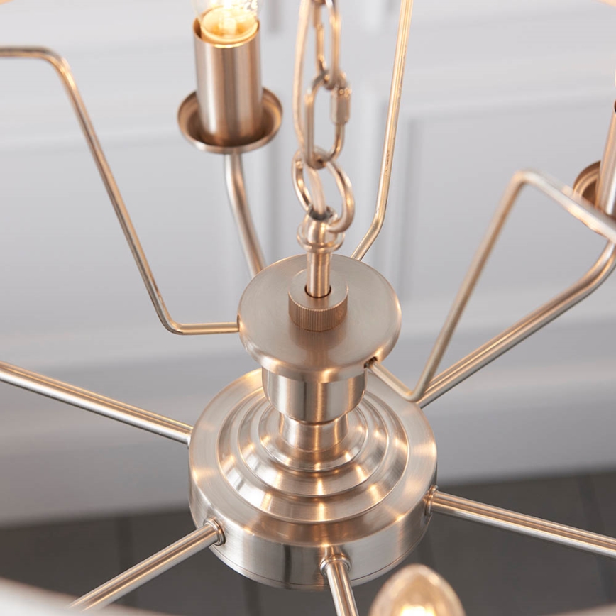 Endon 94357 - Luster na lancu HIGHCLERE 6xE14/40W/230V Ø 55 cm bež/matni krom