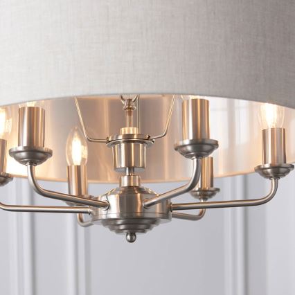 Endon 94357 - Luster na lancu HIGHCLERE 6xE14/40W/230V Ø 55 cm bež/matni krom