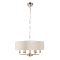 Endon 94357 - Luster na lancu HIGHCLERE 6xE14/40W/230V Ø 55 cm bež/matni krom